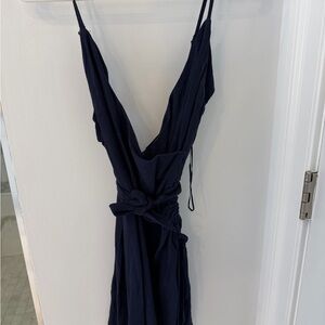 Navy Blue Sleeveless Wrap Dress